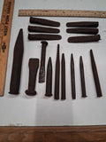 Vintage Blacksmith Tool Lot Forged Chisels Punches Drift Pins Splitting Wedges