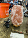 Himalayan Pink Salt Lamp 7 Inch Raw Rock Wooden Base Cord Switch