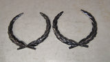 70s-80s Cadillac Laurel Wreath Chrome Emblems Pair OEM Hood Trunk Badges