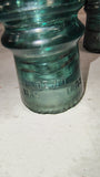 2 Vintage Hemingray No 9 Aqua Glass Insulators Patent May 2 1893 Lot