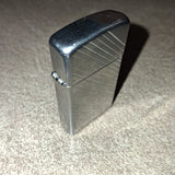 Vintage 1989 Zippo Slim B V Diagonal Slash Lines Chrome Pocket Lighter