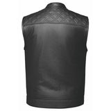 Black Diamond Men's Club style Leather Motorcycle Vest 4XL