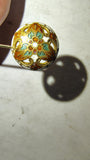 Vintage Cloisonne Enamel Flower Stick Pin Gold Tone 2.5" Small Hatpin