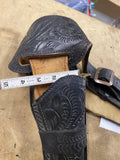 Black Leather Cowboy Gun Holster Waist Belt Pistol Revolver Hand tooled 38 22cal