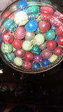 Vintage Arc France 1L Wire Bail Glass Jar Lot 150+ Antique Painted Clay Marbles