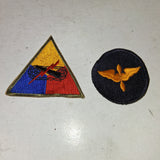 Vtg WWII US Army Armored Force Triangle Patch & USAAF Aviation Cadet Prop Wing