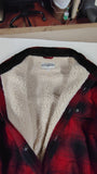 Field & Stream Mens Medium Red Black Plaid Sherpa Lined Flannel Shirt Jacket