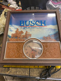Vintage Busch Beer Western 3-D Scene Light Up Wall Clock 13x13 Sign Advertising