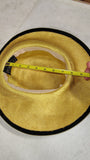 Vintage 1990s Fedoria Yellow Straw Wide Brim Sun Fedora Hat Black Trim