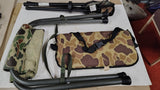 Vintage Camo Hunting Stool Lot (3) Three Leg Tripod Chair Foam Seat Cushion D&H