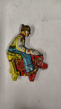 Vintage Tin Litho Toys & Magnus Harmonica Lot - Owl Clicker, Cowboy, Hobo
