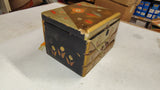 Vintage Hand Painted Floral Wooden Jewelry Box 2 Drawers Mirror Folk Art