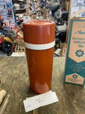 Vintage Aladdin Thermos Bottle Brown Orange Plastic Handle Cup Lid Hunter Constr