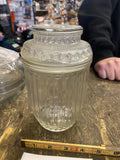 Anchor Hocking Clear Ribbed Jar Canister Moravian Star Glass Lid Airtight Seal