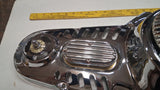 Harley 4-Speed V-Twin Vented Chrome Outer Primary Cover Set w/ MOON Derby & Joke