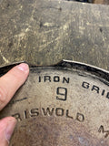 Vintage Griswold No. 9 Cast Iron Griddle Pan 11 Inch USA Antique Original Chip