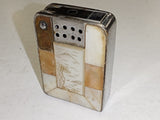 Vtg 1950s Mother Pearl Mosaic Lift Arm Lighter Red Diamond Inlay Japan Art Deco