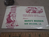 Vintage 1970s Brothel Token Marie's Boudoir New Orleans LA Bawdy House Check HK