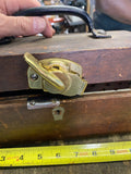 Vintage Wooden Tool Box Drill Bit set Carry Case Brass Latch homeade Carpenter