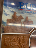 Vintage Busch Beer Western 3-D Scene Light Up Wall Clock 13x13 Sign Advertising
