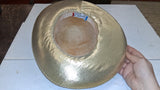 Vintage Mr John Classic NY Paris Gold Straw Wide Brim Hat Saks Box