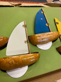 Early Bobby Bath Boat Fleet - Wooden Toy Sailboats Set 40's V RARE ORIGINAL BOX