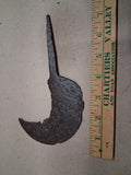 Antique Early European Hand Forged Iron Sickle Blade Long Tang Medieval Relic