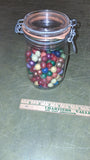 Vintage Arc France 1L Wire Bail Glass Jar Lot 150+ Antique Painted Clay Marbles