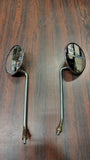 1970's Japan Motorcycle Mirrors 4" Round Chrome Long Stem Pair PAT 935569