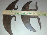 Lot of 3 Antique Hand Forged Iron Crescent Blades Primitive Cutter Tools