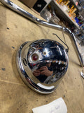 Vtg Bates KD Headlight 5 3/4 Chopper Old Skool Bottom mount Nice Wide Glide 70's
