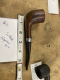 vintage Algerian briar Smoking pipe smooth brown bowl and a silver-tone band
