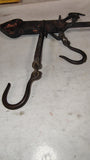 Antique Cast Iron Steelyard Hanging Balance Beam Farm Scale 3-Hook Counterweight