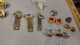 Vintage Costume Jewelry Estate Lot Pins Brooches Cufflinks Tie Clips Retro