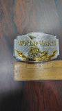 Vintage 1990 Siskiyou WWII Iwo Jima Belt Buckle & Military Canvas Web Belt Lot
