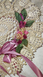 2 Vtg Shabby Chic Crochet Doily Bonnet Hat Wall Hanging Flower Lot 1980s