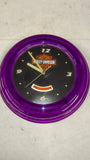 Vintage Harley Davidson Neon Wall Clock 12" Purple Enhance Retro Garage Bar Sign