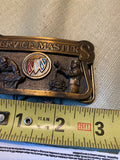 Vtg Buick Service Masters Brass Belt Buckle 70s Collect Wild Cat Mechanic Tech