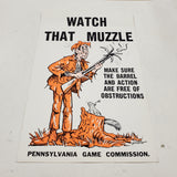 VTG 1965 Pennsylvania Game Commission "Watch That Muzzle" Hunting Safety Poster!