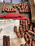 Vintage Lincoln Logs Wooden Building Set Original Box Book 1940's Early Toy
