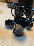 Vtg L.E. Smith Black Amethyst Dancing Nymph vases Glassware Antique Candle hold