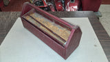 Vtg Red Metal Tote Tool Box Unbranded 18" x 6" With Swing Tray Rustic Decor Tote