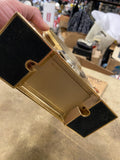 Vintage Howard Miller Brass Desk Clock Floating Dial Gold tone Quartz Japan