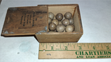 Antique Hoover & Smith Jeweler Philadelphia Wood Box & 25 Plain Clay Marbles Lot