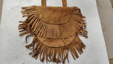 Zara Y2K Suede Fringed Bohemian Shoulder Purse Festival Brown