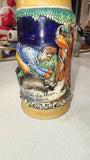 Vintage King Werk German Lidded Beer Stein Through the Woods Hunt Scene