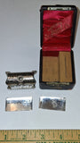 Antique Kampfe Bros Star Safety Razor Jewel Lather Catcher Case 2 Blades