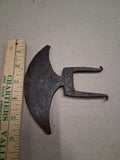 Vintage Hand Forged Iron Crescent Tool Crescent Blade Primitive Prop Antique