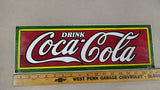 Vintage 1989 Ande Rooney Porcelain Enamel Drink Coca Cola Sign 18"x6"