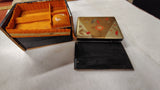 Vintage Hand Painted Floral Wooden Jewelry Box 2 Drawers Mirror Folk Art